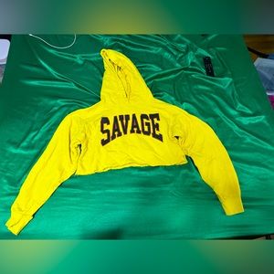 Fashion Nova ‘Sav Cropped Hoodie’ Size S Mustard